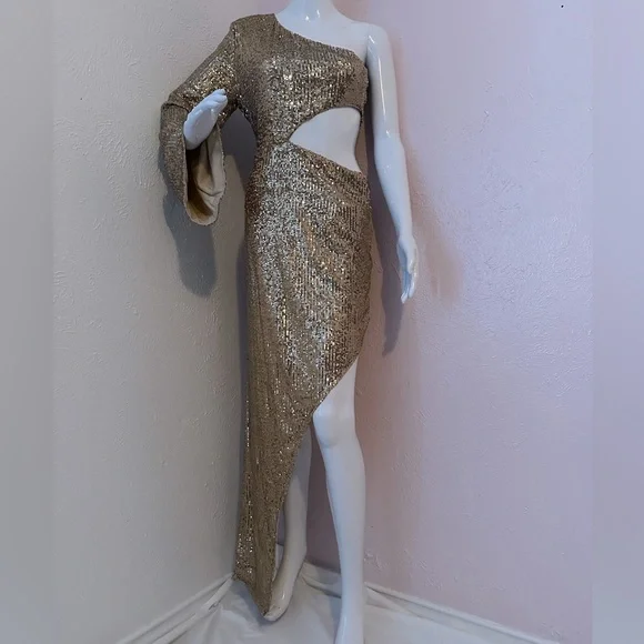 gold large sequin dress Beaded Plus-Size Scoop-Neck Long Prom Dress Nude Gold / 22 main image 0